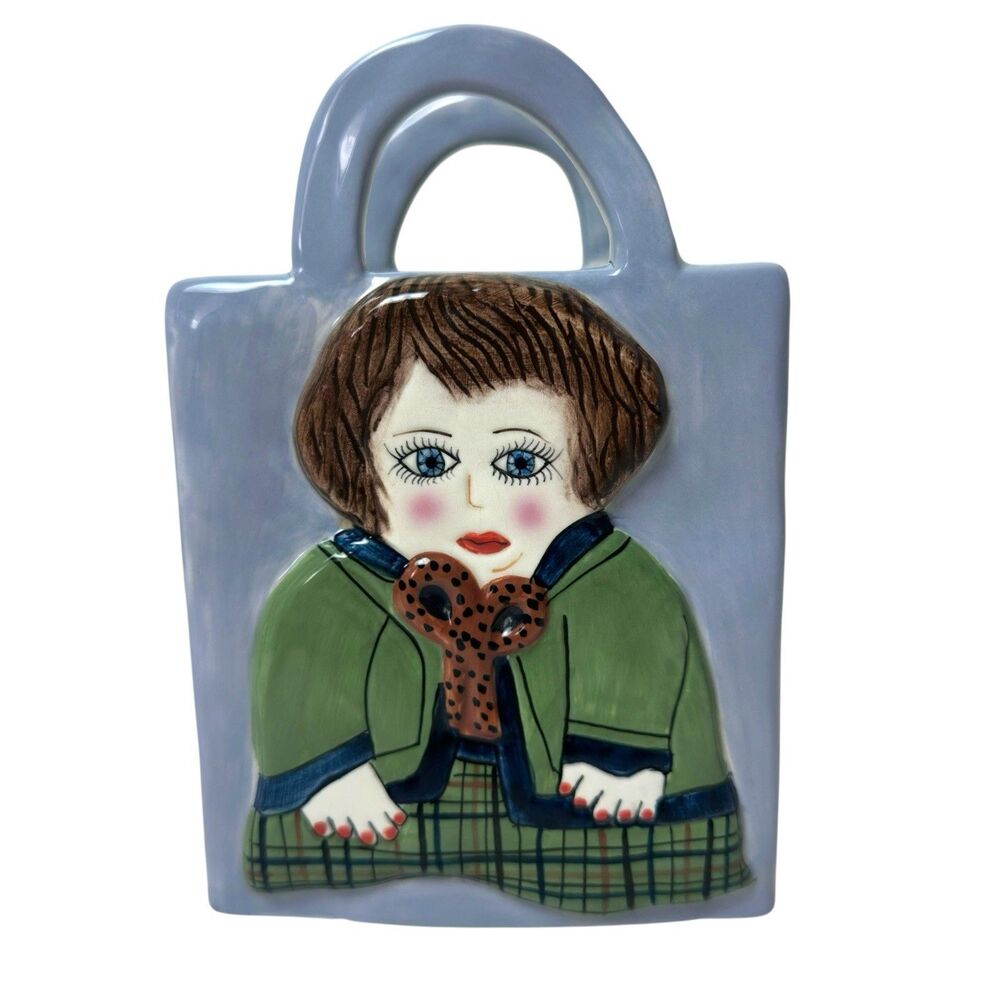 Ganz Bella Casa Susan Paley Clara Ceramic Purse Bag Vase Vintage Whimsy Artsy